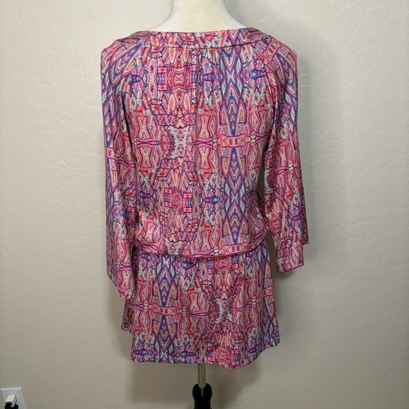 Nanette Lepore Swim Pink Solana Printed Jersey Tunic V-Neck Coverup Size S - Picture 6 of 13